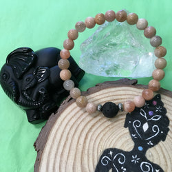 Kid's Peach Moonstone and Lava Stone Aroma Diffuser Bracelet - Strength and Stabilises the emotions - The Holistic Shop in Wagga Wagga
