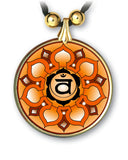Sacral Chakra Sanskrit Mandala Pendant and Earrings - handcrafted by Hermit Studios