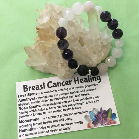Breast Cancer Healing Support Crystal Gemstone Bracelet