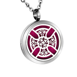 Celtic Triquerta Cross Design Aromatherapy Essential Oil Diffuser Necklace - Silver 30mm - Free Chain - Gift Idea