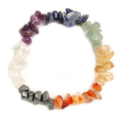 Healing Gemstone Chip Bracelets with Lava Stone Charm  - wide variety