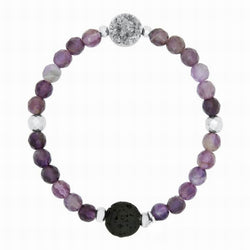 Druzy Amethyst and Lava Gemstone Diffuser Bracelet - Gift Idea