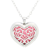 Floral Heart Design Aromatherapy Diffuser Necklace - Free Chain - Gift Idea