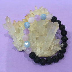 Geometric Amethyst, Aquamarine, Rose Quartz and Lava Aromatherapy Diffuser Bracelet