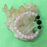 Kids Pink or Blue Crackle Quartz and Lava Stone Aroma Diffuser Bracelet