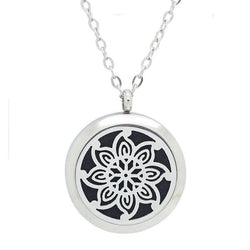 Kaleidoscope Design Aromatherapy Essential Oil Diffuser Necklace 25mm Silver - Free Chain
