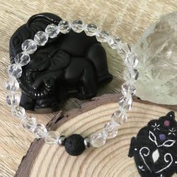 Kid's Clear Crystal Quartz and Lava Stone Aroma Diffuser Bracelet