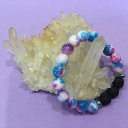 Kid's Rainbow Persian Jade and Lava Stone Aromatherapy Diffuser Bracelet