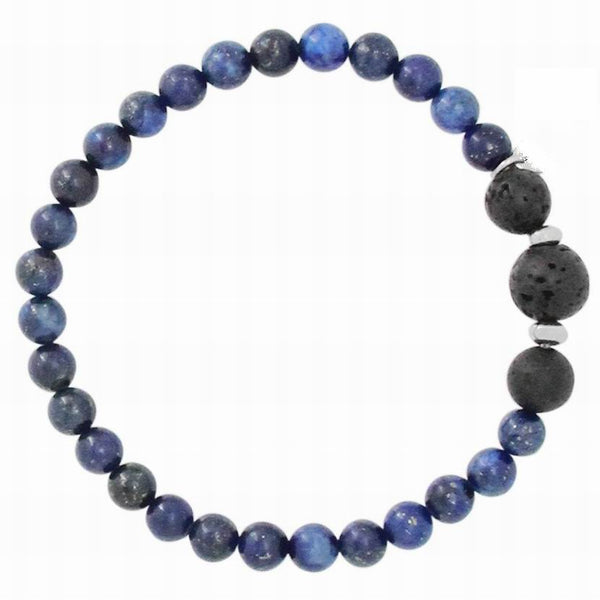 Gent's Blue Lapis Lazuli and Lava Gemstone Diffuser Bracelet - Fathers Day Gift Idea