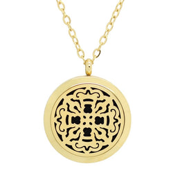 Old World Cross Design Aromatherapy Essential Oil Diffuser Necklace - Gold 30mm - Gift Idea