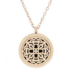 Old World Cross Design Aromatherapy Essential Oil Diffuser Necklace - Rose Gold 30mm - Gift Idea