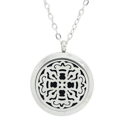 Old World Cross Design Aromatherapy Essential Oil Diffuser Necklace - Silver 30mm - Gift Idea