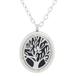 Tree of Life Oval Design Aromatherapy Diffuser Necklace - Free Chain