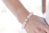 Ladies Rose Quartz and Lava Healing Gemstone Aromatherapy Diffuser Bracelet 