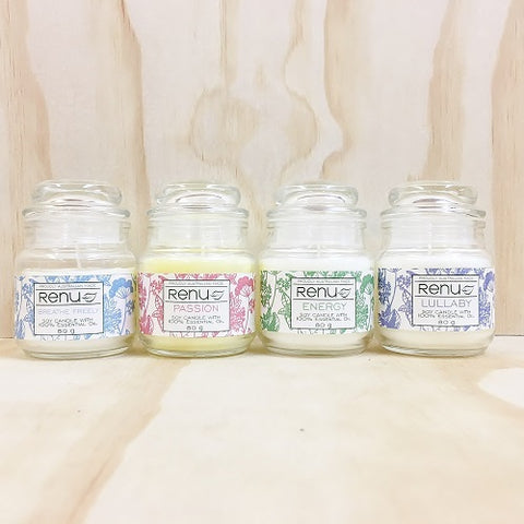 Mini Candle Jars Breathe Freely, Energy, Lullaby and Passion 80g - Renu Aromatherapy