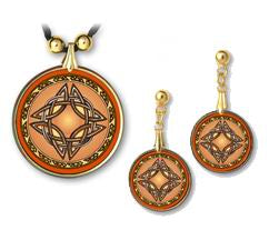 Celtic Knot Sun Pendant and Earrings - handcrafted by Hermit Studios