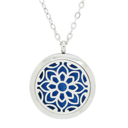 Sunflower Design Aromatherapy Essential Oil Diffuser Necklace - Silver 30mm - Gift Idea