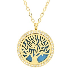 Tree of Life Design with Crystals Aromatherapy Diffuser Necklace - Free Chain