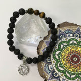 Chakra Healing Gemstone and Lava Aromatherapy Diffuser Bracelets with Chakra Symbol Charm