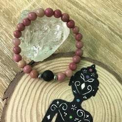Kid's Rhodochrosite and Lava Stone Aroma Diffuser Bracelet