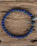Gent's Blue Lapis Lazuli and Lava Gemstone Aromatherapy Diffuser Bracelet
