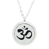 Sanskrit Om Design with Crystals Aromatherapy Diffuser Necklace - Free Chain